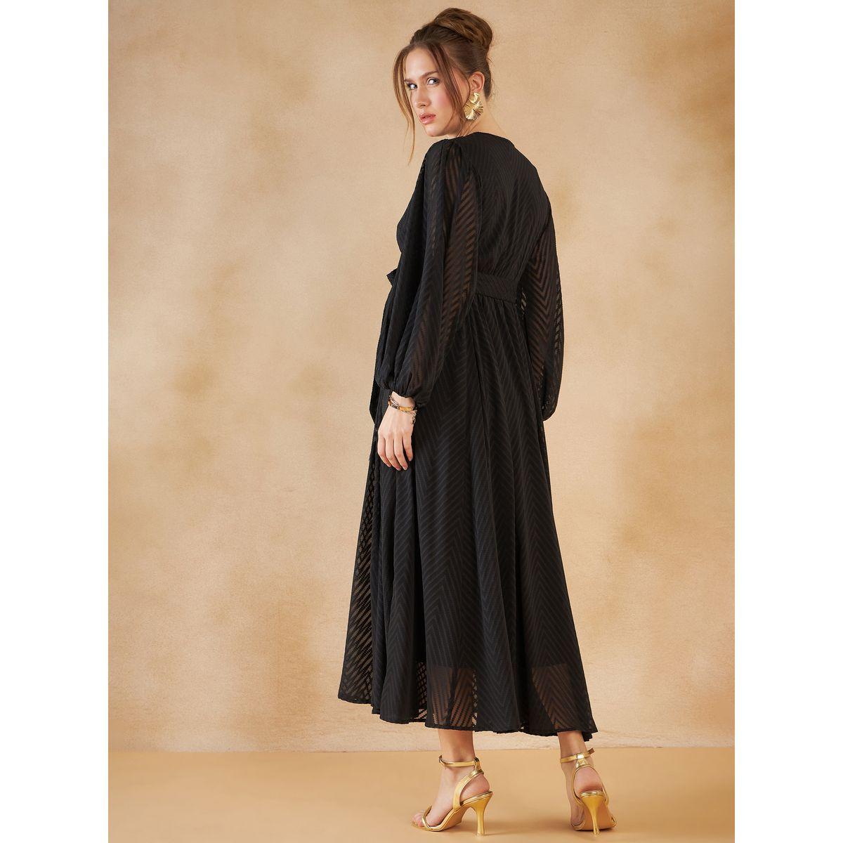 Femmella X Styli  Dobby Zig Zag Texture A-Line Maxi Dress-women-clothing-dresses-image-2