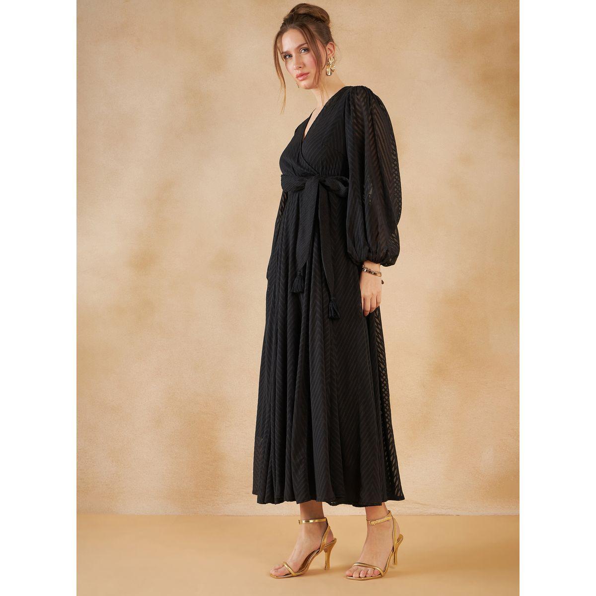 Femmella X Styli  Dobby Zig Zag Texture A-Line Maxi Dress-women-clothing-dresses-image-3