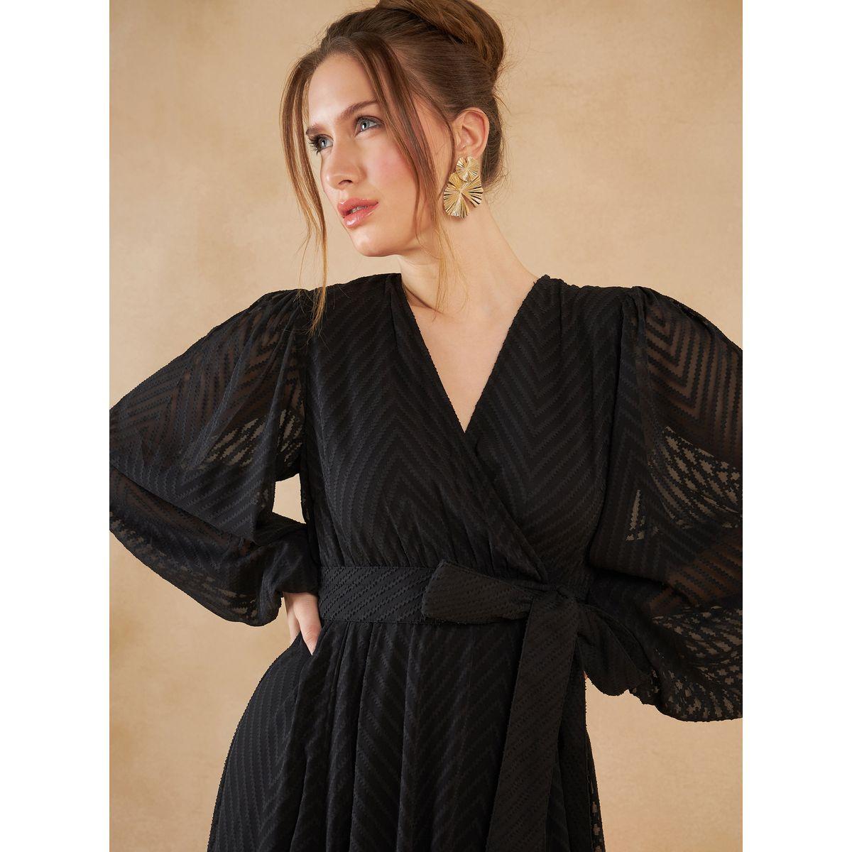 Femmella X Styli  Dobby Zig Zag Texture A-Line Maxi Dress-women-clothing-dresses-image-4