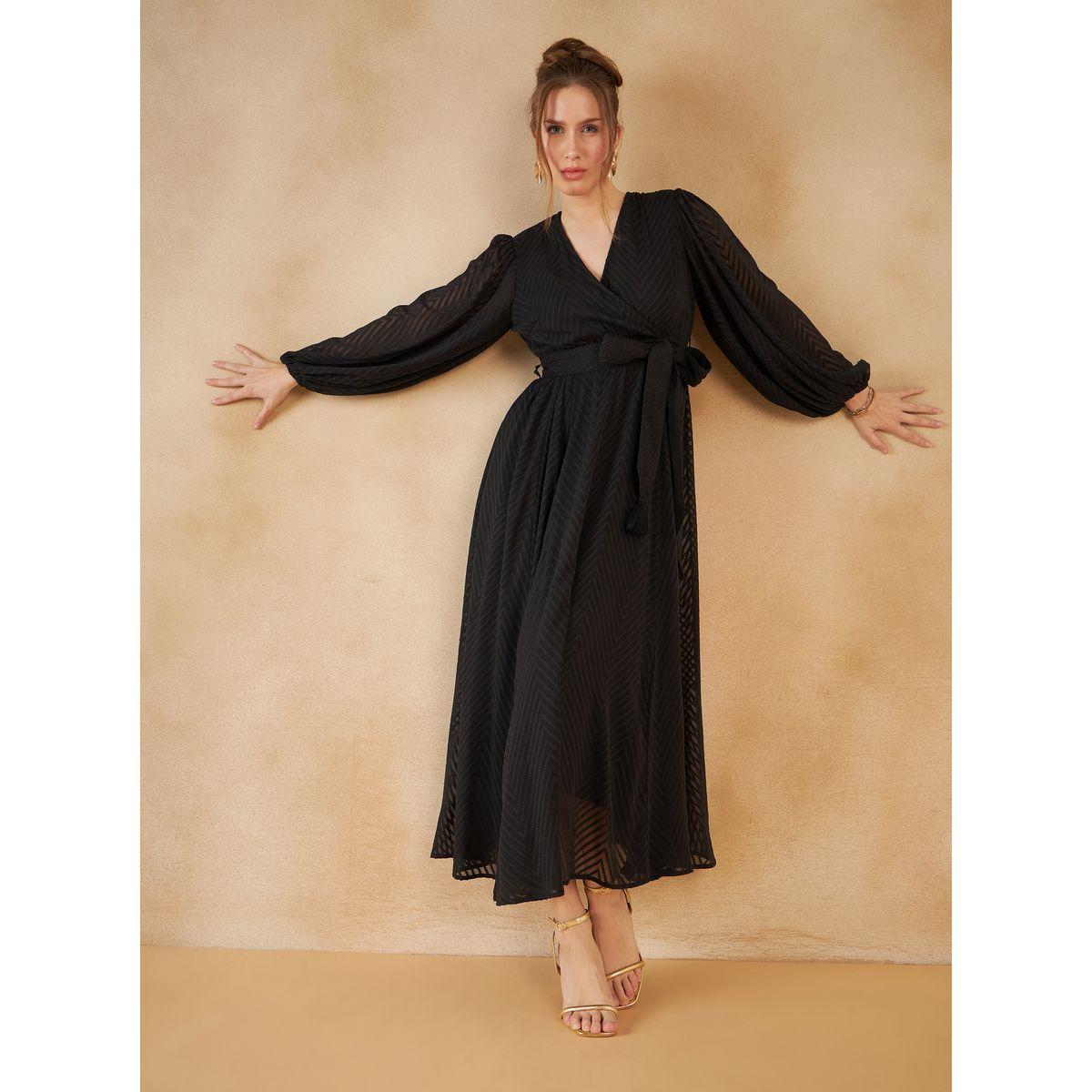 Femmella X Styli  Dobby Zig Zag Texture A-Line Maxi Dress-women-clothing-dresses-image-5