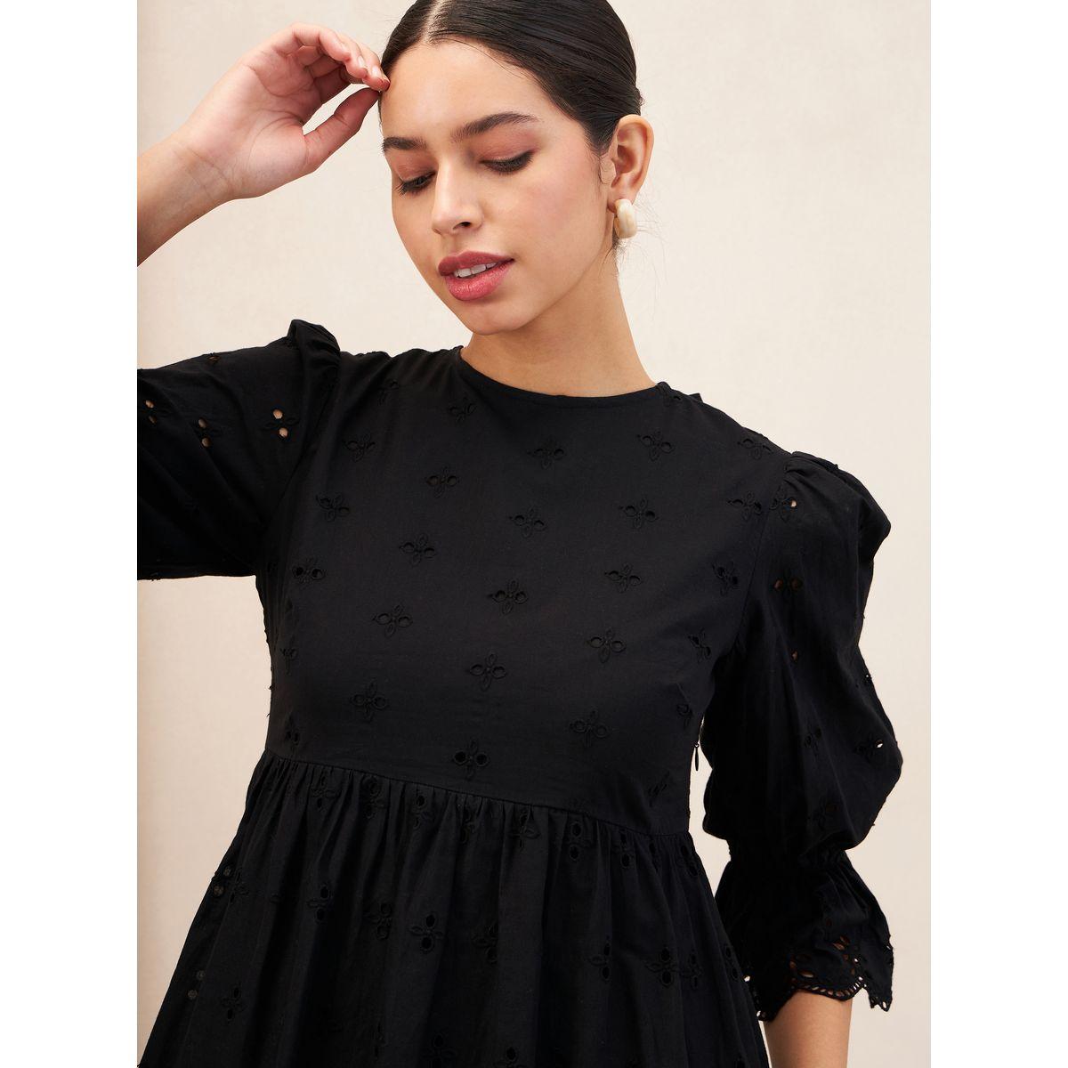 فستان ميدي قطن بحواف بنمط صدف فِميلا × ستايلي-women-clothing-dresses-image-3