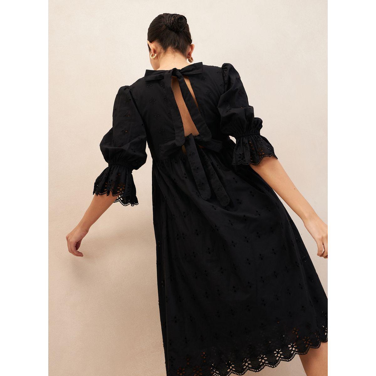 فستان ميدي قطن بحواف بنمط صدف فِميلا × ستايلي-women-clothing-dresses-image-6