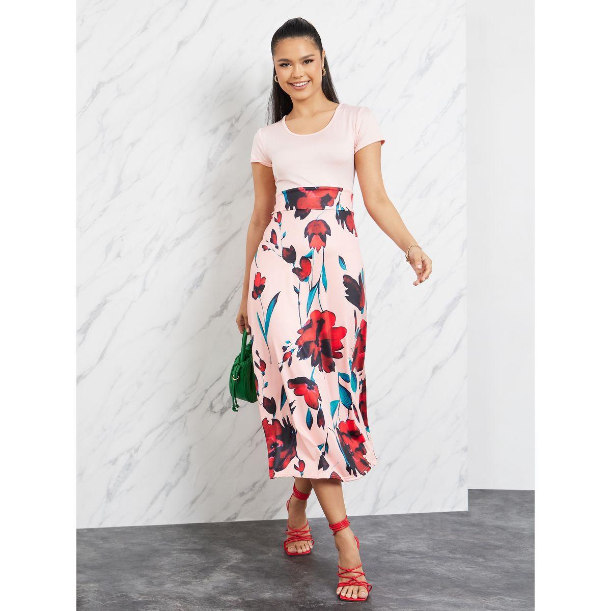 Styli Floral Print Knit Shift Midi Dress-women-clothing-dresses-image-1
