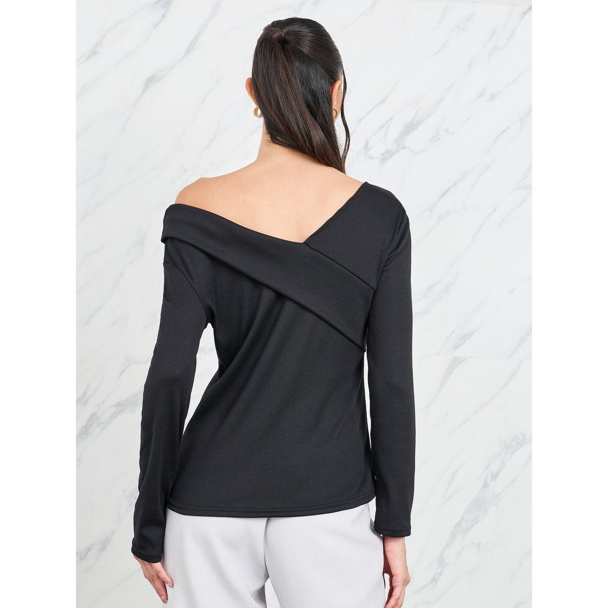 Styli Solid Asymmetric Neck Fitted Blouse-women-clothing-shirtsandblouses-blouses-image-5