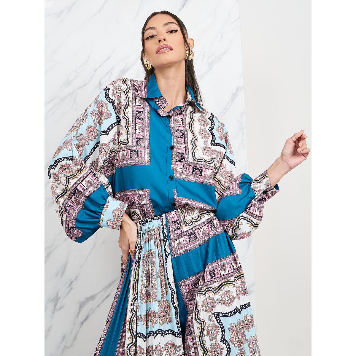 Styli All Over Print Shirt & Pleated Pants Co-Ord-women-clothing-coordsets-image-5