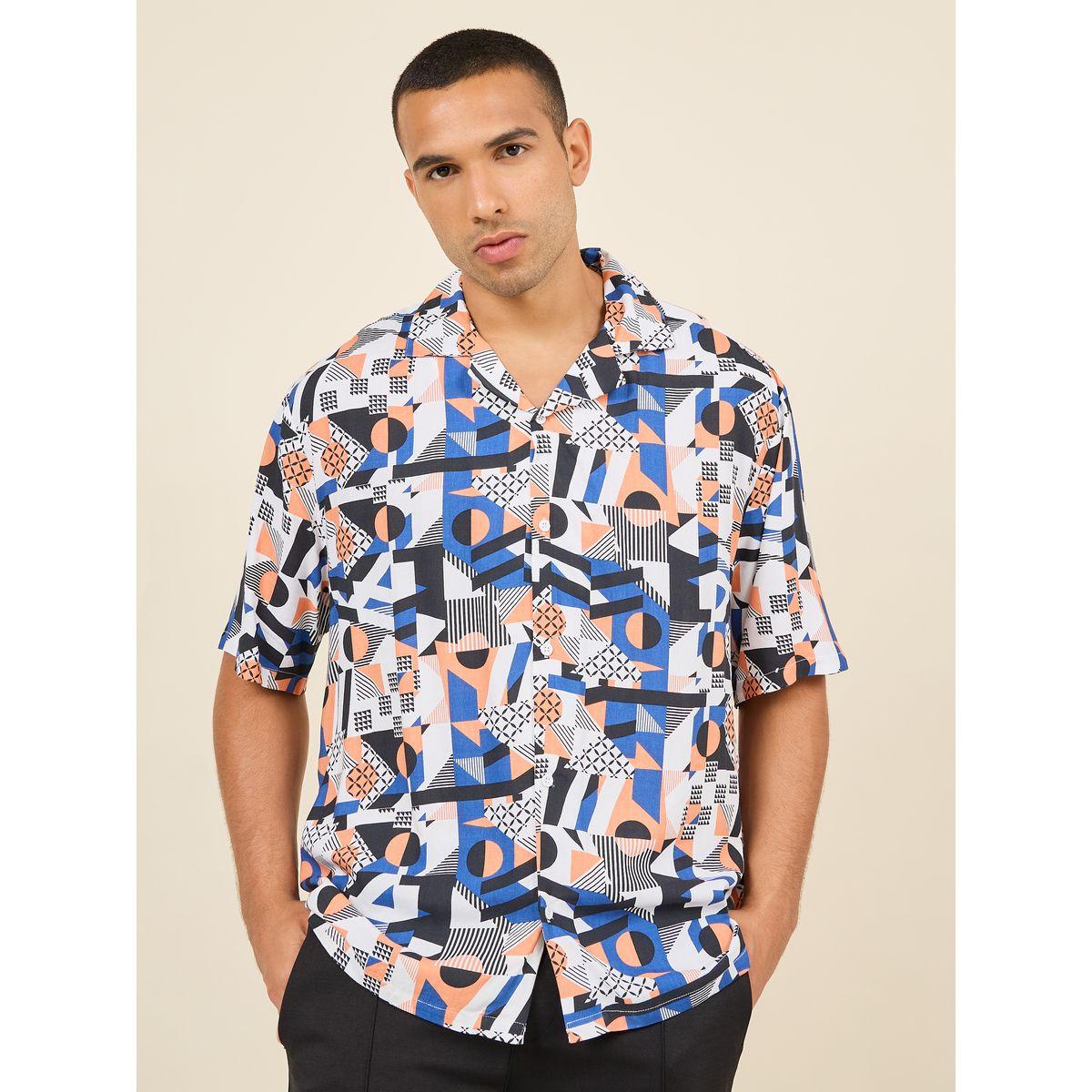 Styli Geo Print Resort Collar Relaxed Fit Shirt-men-clothing-shirts-image-1