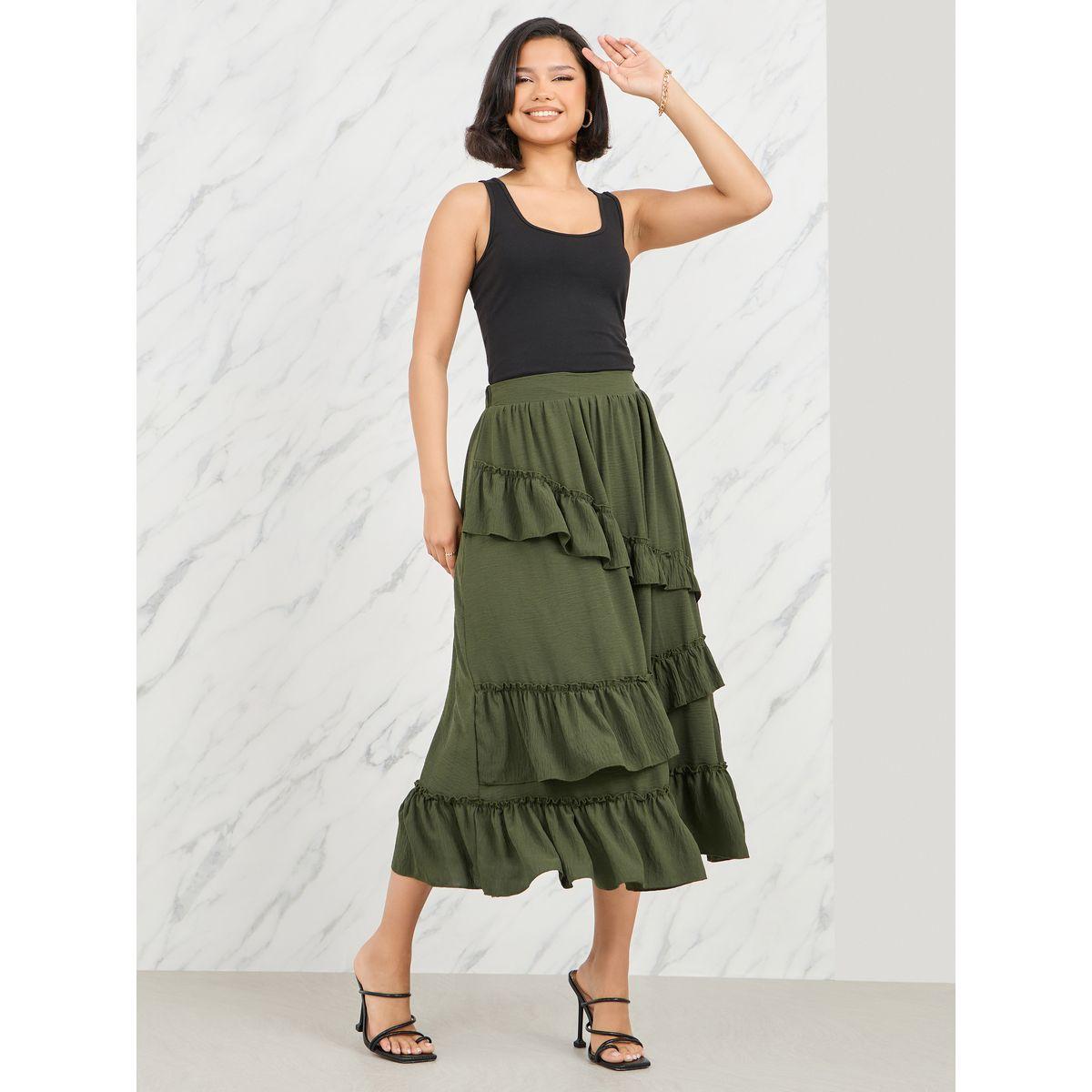 تنورة ميدي بكسرات وتفاصيل كشكش-women-clothing-bottoms-skirts-image-2