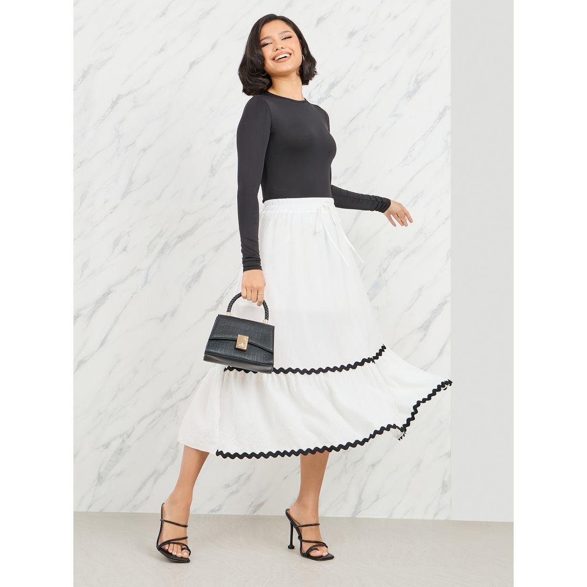 Styli Lace Embroidered Textured A-Line Midi Skirt-women-clothing-bottoms-skirts-image-2