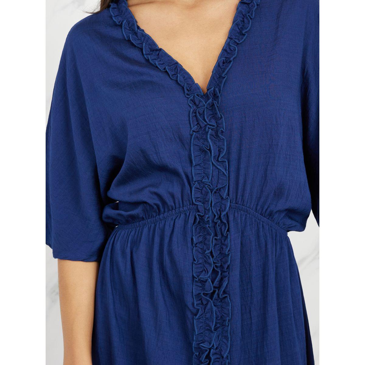 Styli Ruffle Detail A-Line Midi Dress-women-clothing-dresses-image-3