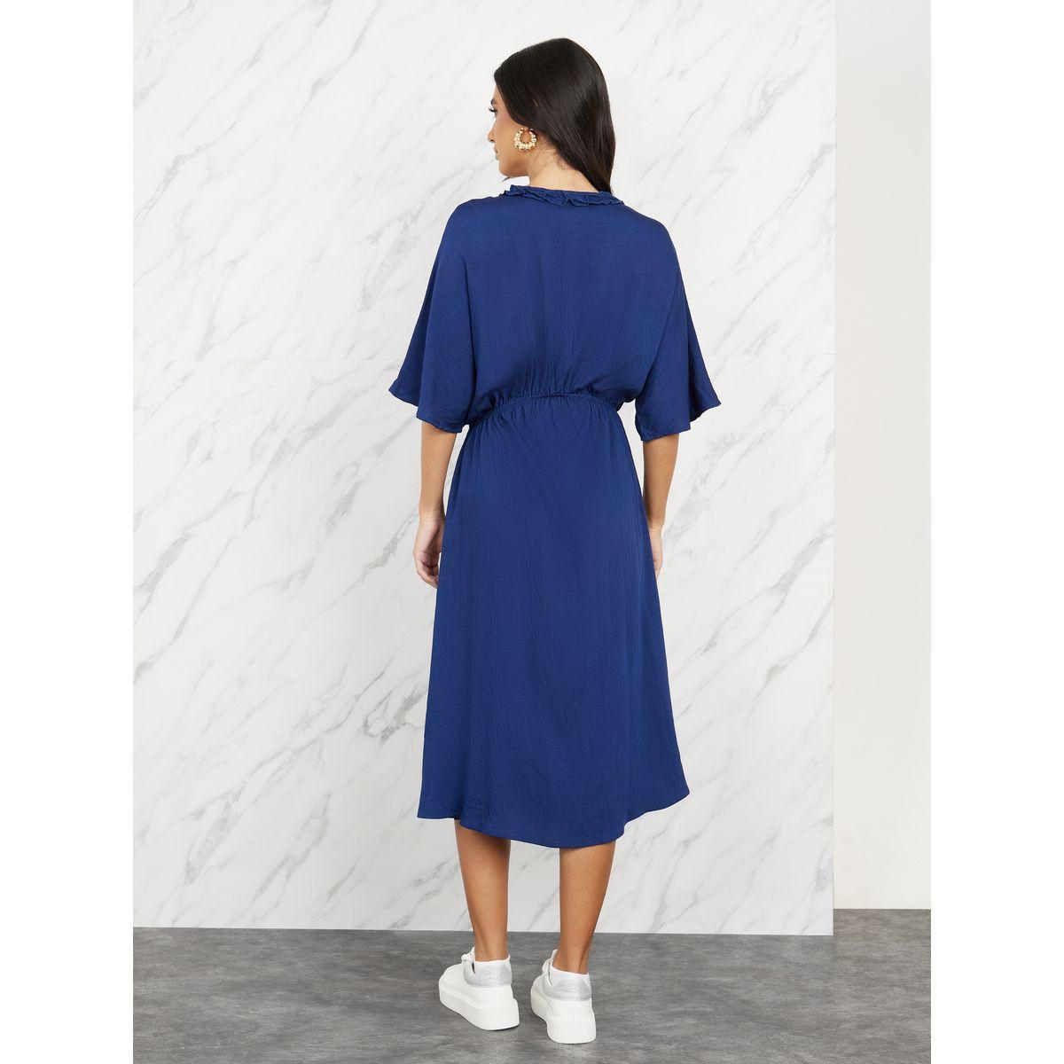 Styli Ruffle Detail A-Line Midi Dress-women-clothing-dresses-image-4
