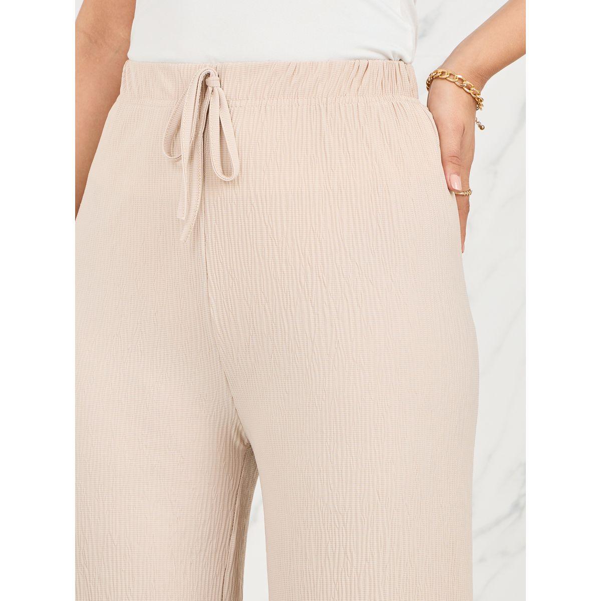 Styli Textured Relax Straight Leg Pants with Drawstring Waist-women-clothing-bottoms-trousers-image-3