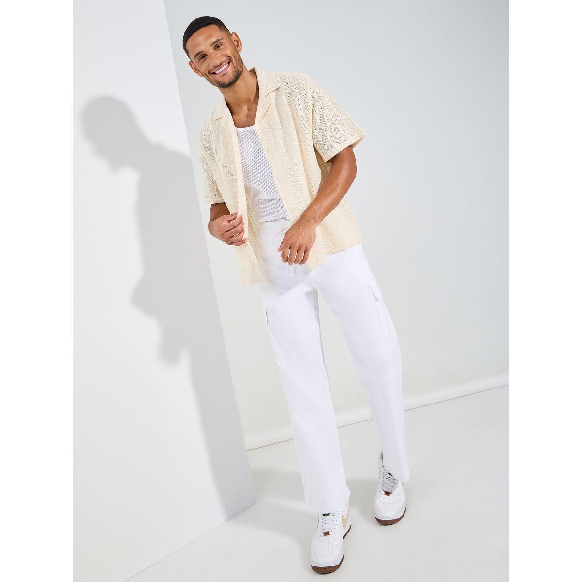 Styli Cotton Textured Resort Collar Relaxed Knit Shirt-men-clothing-shirts-image-2