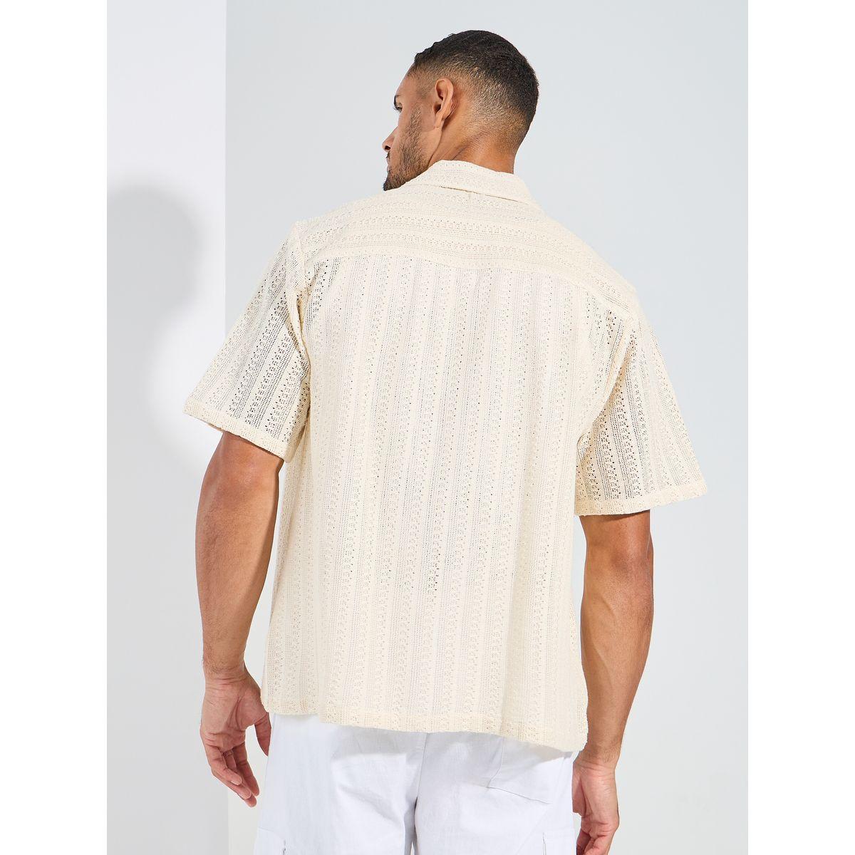 Styli Cotton Textured Resort Collar Relaxed Knit Shirt-men-clothing-shirts-image-5
