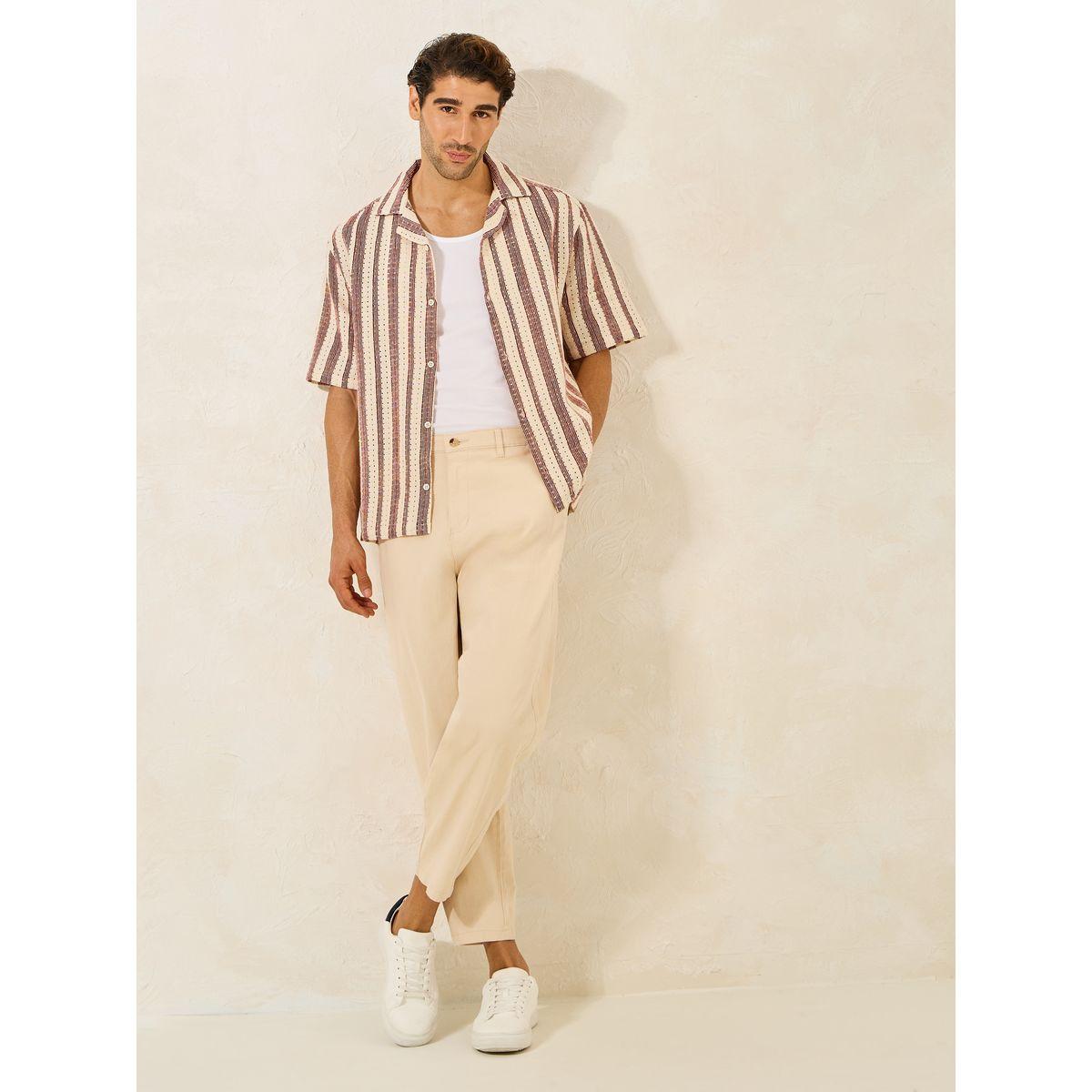 Styli Striped Resort Collar Relaxed Knit Shirt-men-clothing-shirts-image-2
