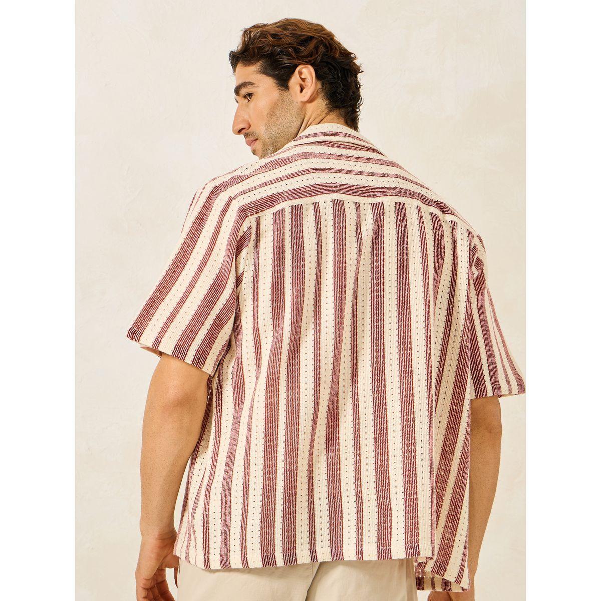 Styli Striped Resort Collar Relaxed Knit Shirt-men-clothing-shirts-image-5