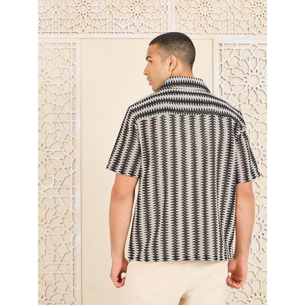 Styli Cotton Striped Resort Collar Relaxed Fit Knit Shirt-men-clothing-shirts-image-5