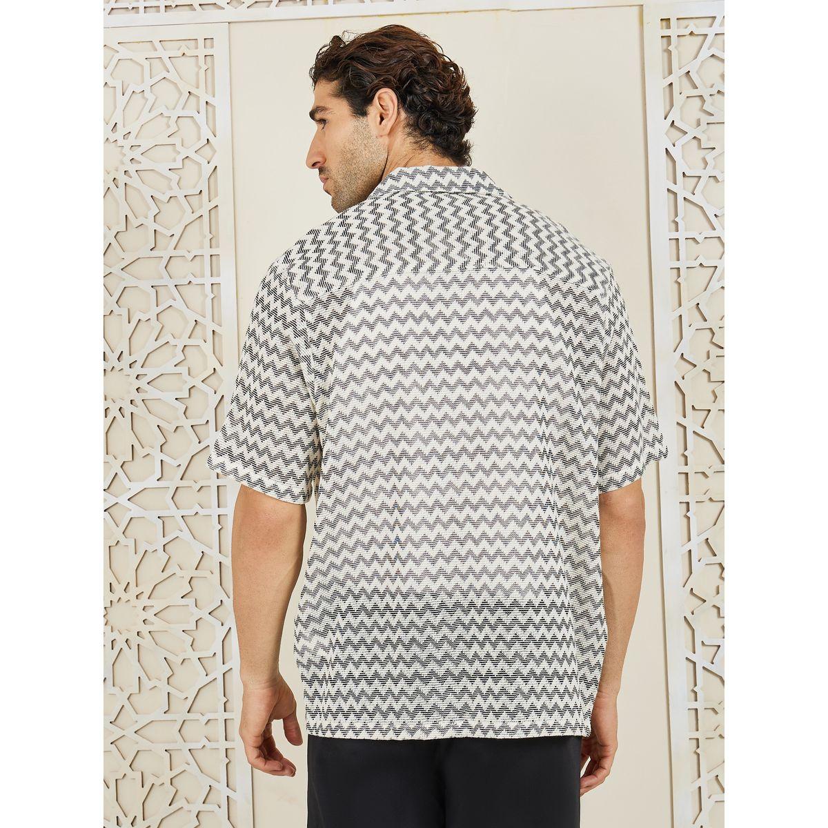 Styli Zig Zag Striped Resort Collar Relaxed Knit Shirt-men-clothing-shirts-image-5