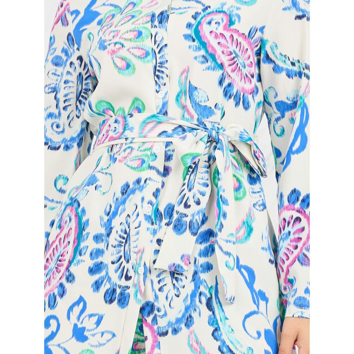 Styli Paisley Print Longline Shirt and Straight Leg Pant with Self Tie Up Set-women-clothing-coordsets-image-3