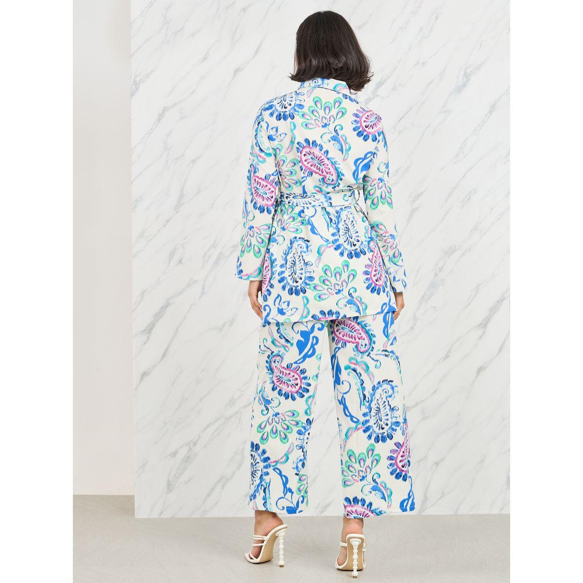 Styli Paisley Print Longline Shirt and Straight Leg Pant with Self Tie Up Set-women-clothing-coordsets-image-5