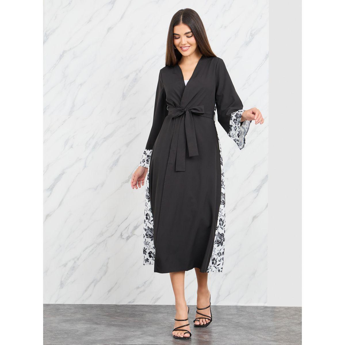 Styli Contrast Printed Midi Kimono with Self Tie Up-women-clothing-shirtsandblouses-shirts-image-1