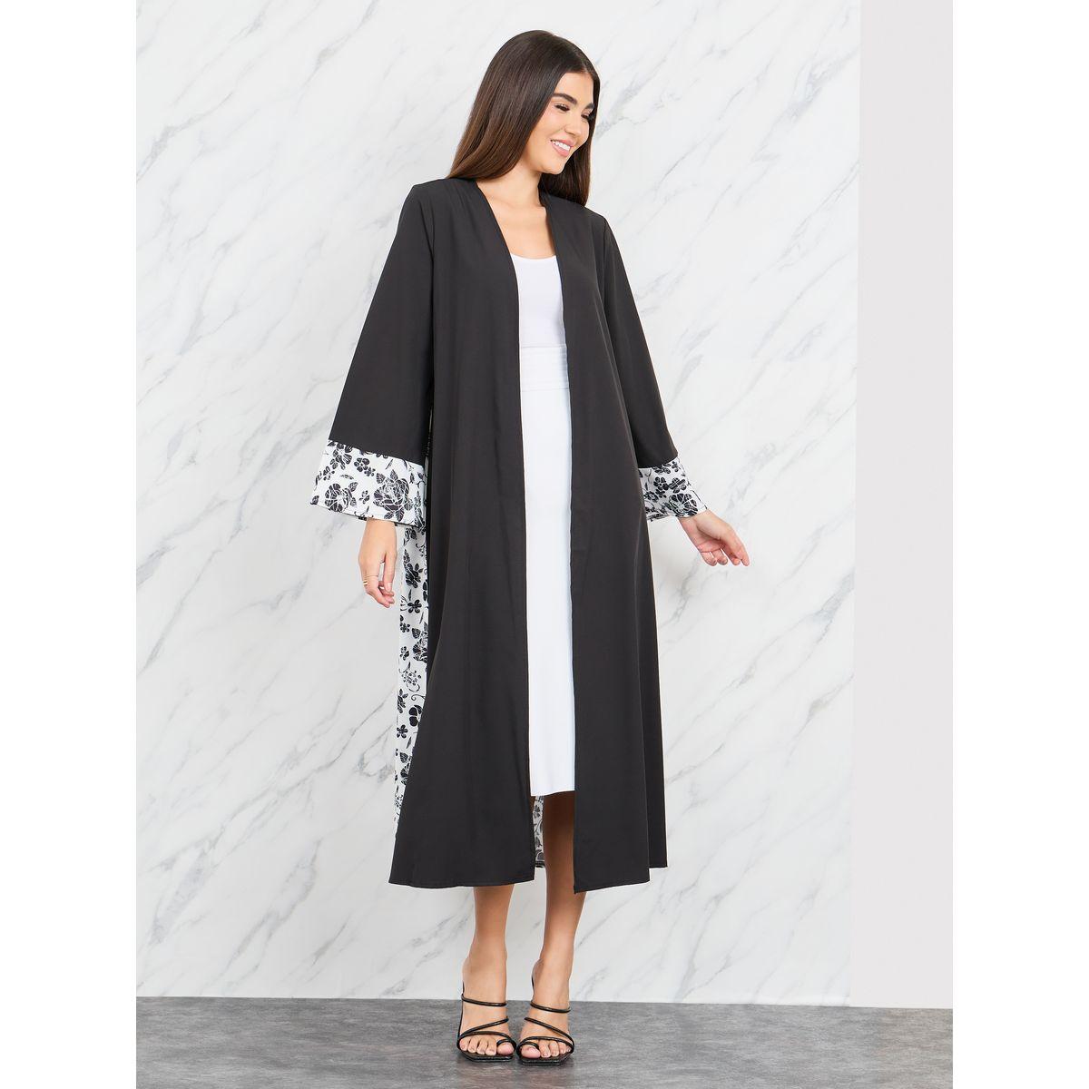 Styli Contrast Printed Midi Kimono with Self Tie Up-women-clothing-shirtsandblouses-shirts-image-3