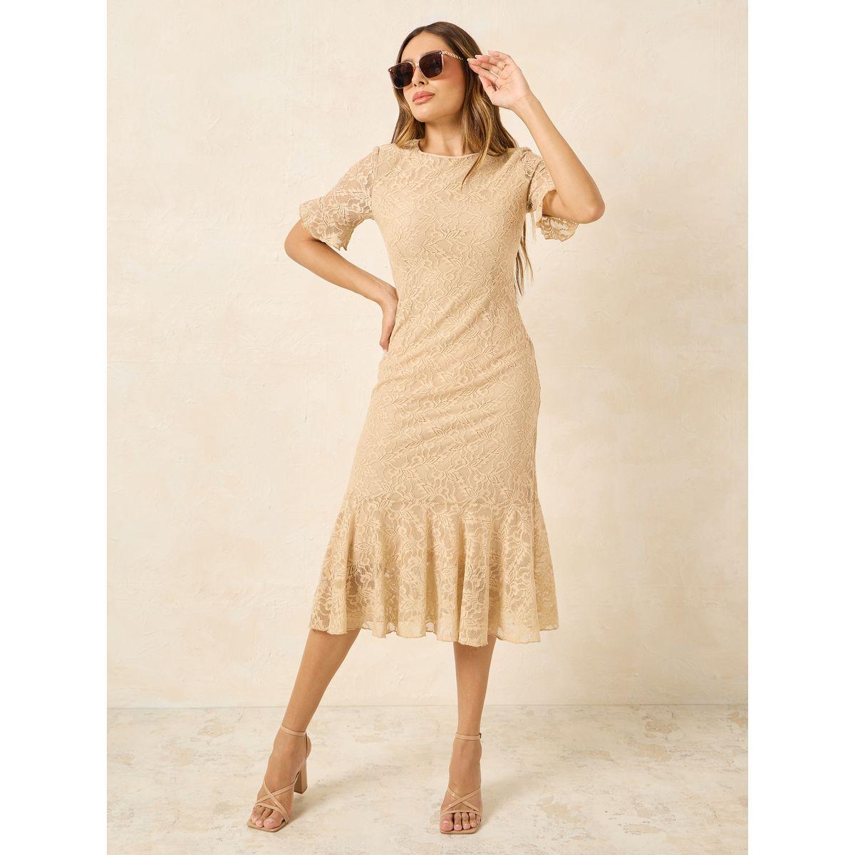 Styli All Over Lace Round Neck A-line Midi Dress-women-clothing-dresses-image-2