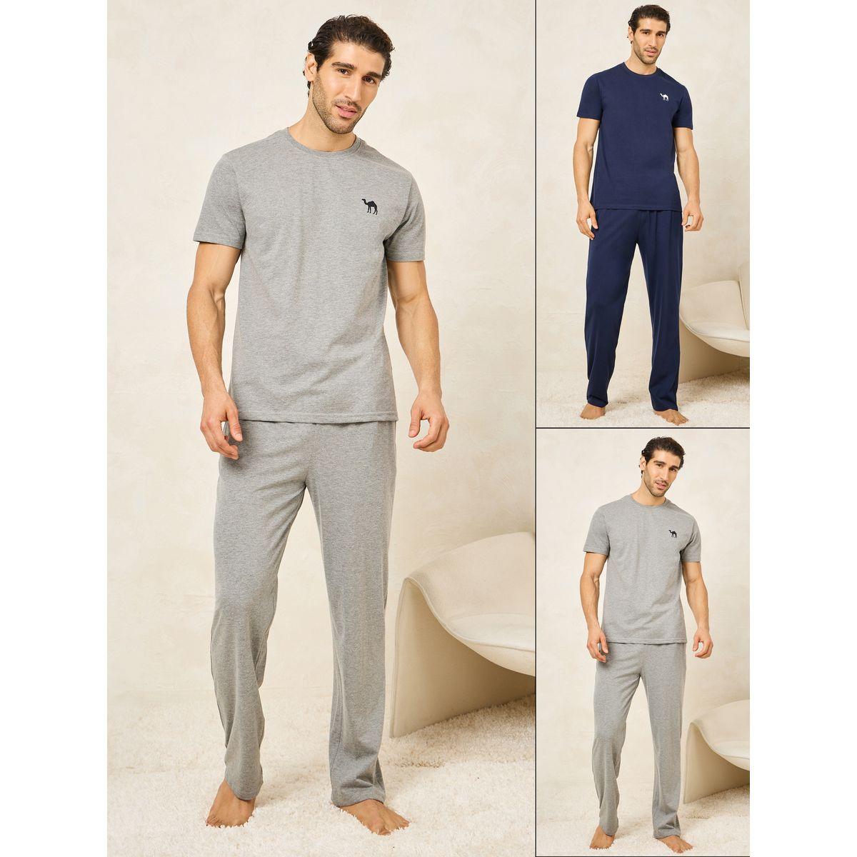 Styli Unwind Pack of 2 - Logo Detail Crew Neck T-Shirt & Pyjama Set-men-clothing-nightwear-sets-image-1