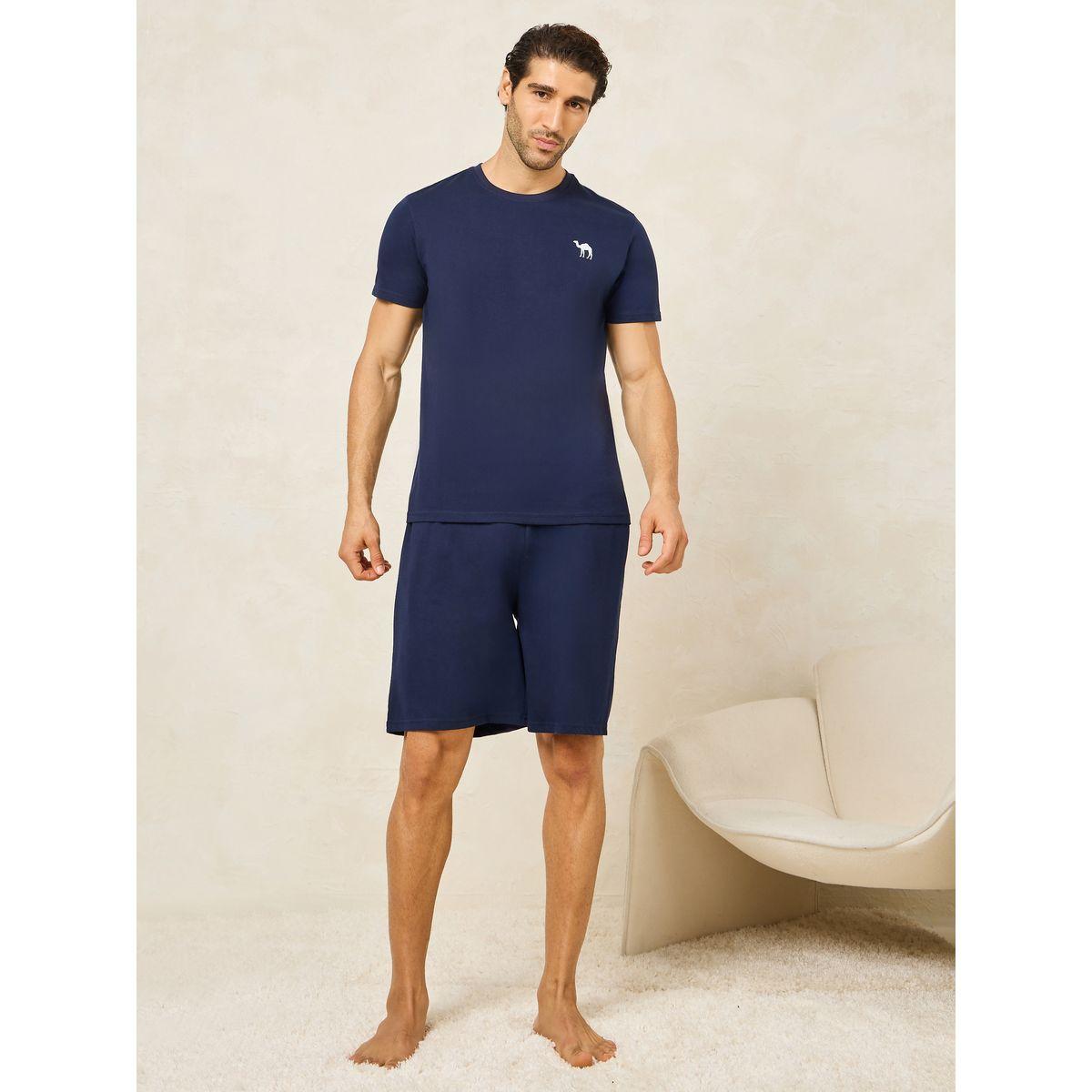 Styli Unwind Pack of 2 - Logo Detail Crew Neck T-Shirt & Shorts Set-men-clothing-nightwear-sets-image-2