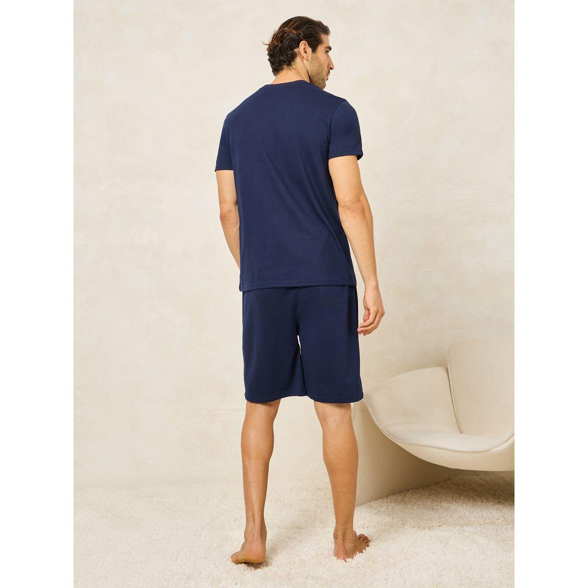 Styli Unwind Pack of 2 - Logo Detail Crew Neck T-Shirt & Shorts Set-men-clothing-nightwear-sets-image-5