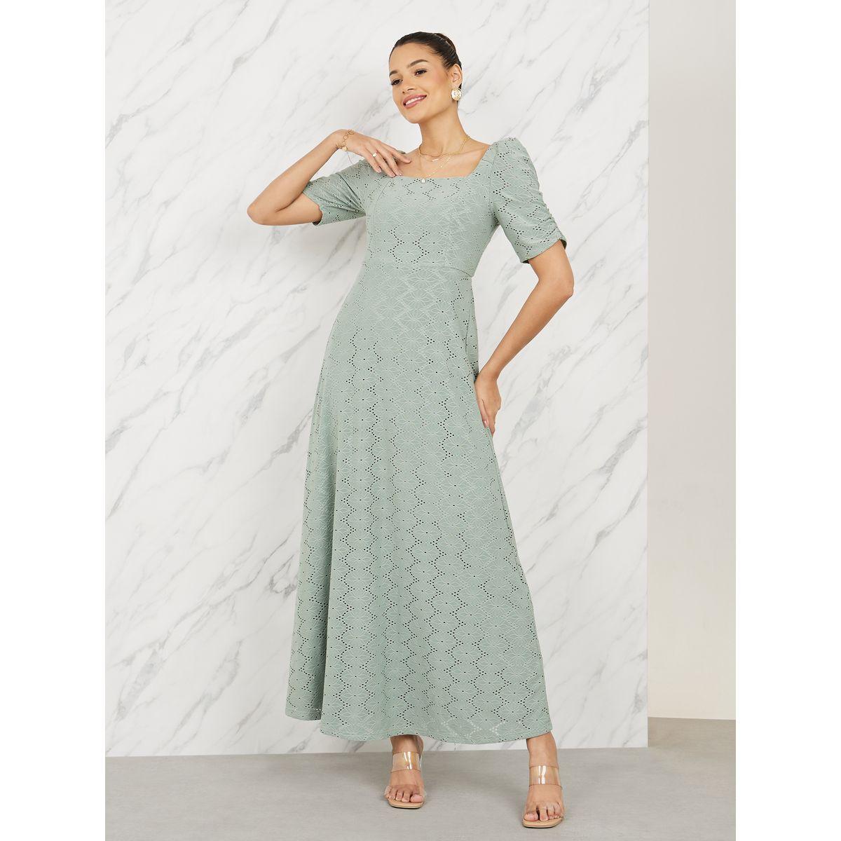 فستان طويل بحافة واسعة واكمام منفوخة-women-clothing-dresses-image-1