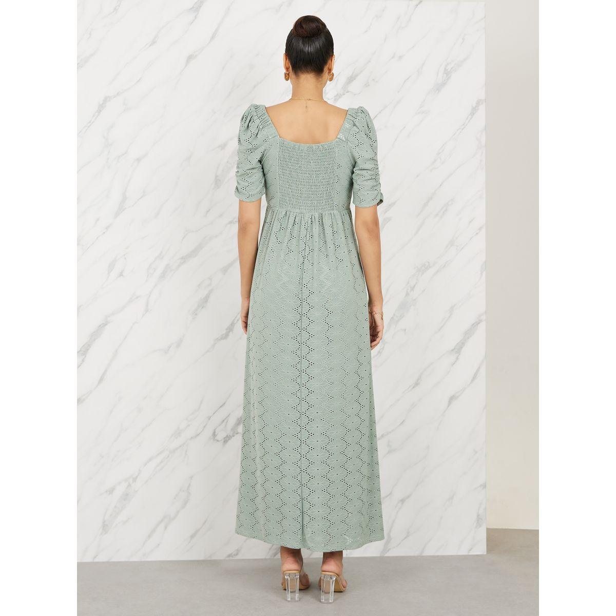 فستان طويل بحافة واسعة واكمام منفوخة-women-clothing-dresses-image-4