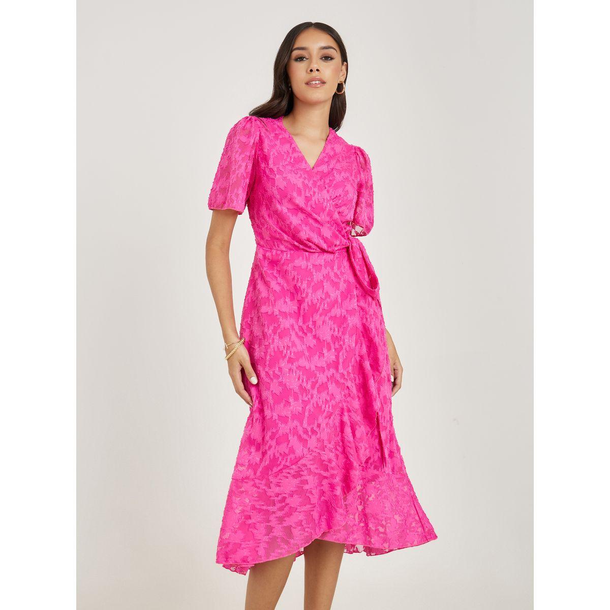 Styli Floral Jacquard Detail Wrap Midi Dress-women-clothing-dresses-image-2