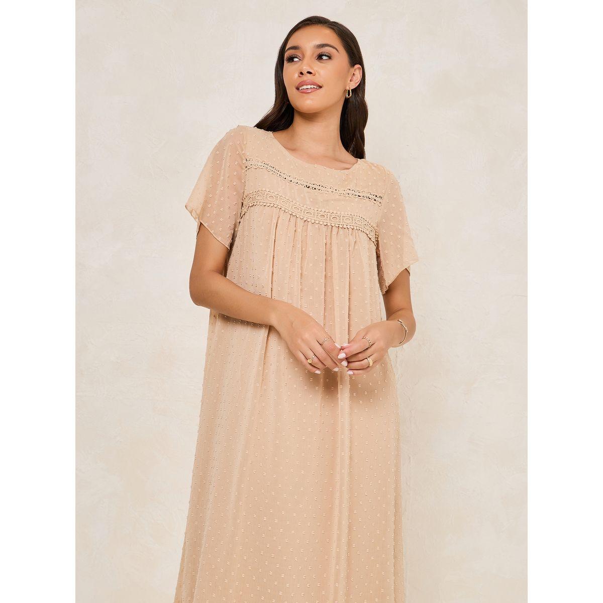 Styli Dobby Round Neck Shift Midi Dress-women-clothing-dresses-image-2