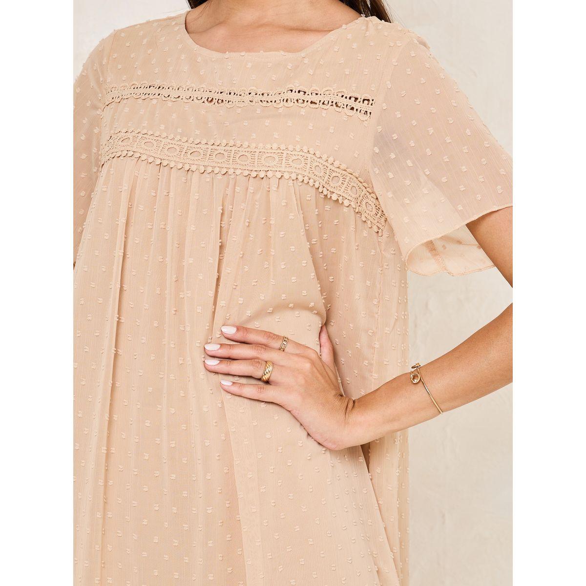 فستان ميدي مزين بخيوط دوبي مع ياقة دائرية-women-clothing-dresses-image-3