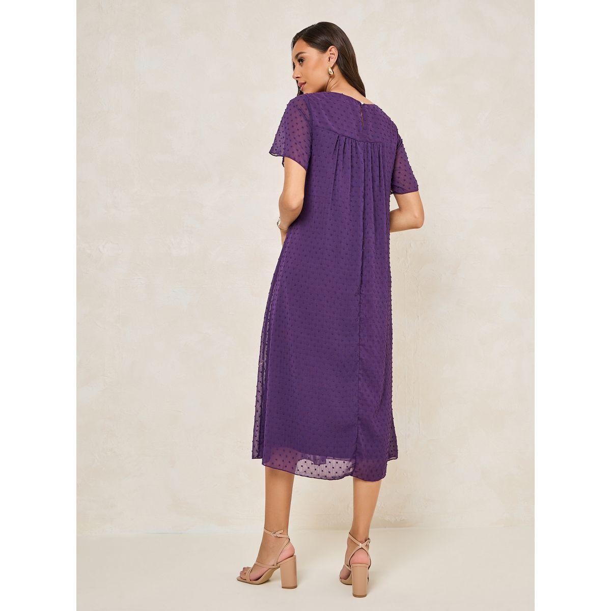 Styli Dobby Round Neck Shift Midi Dress-women-clothing-dresses-image-4