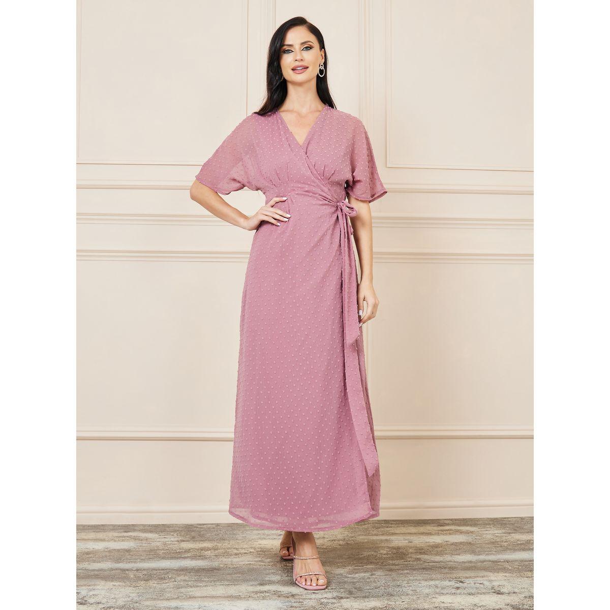 Styli Dobby Batwing Sleeves Wrap Maxi Dress-women-clothing-dresses-image-1
