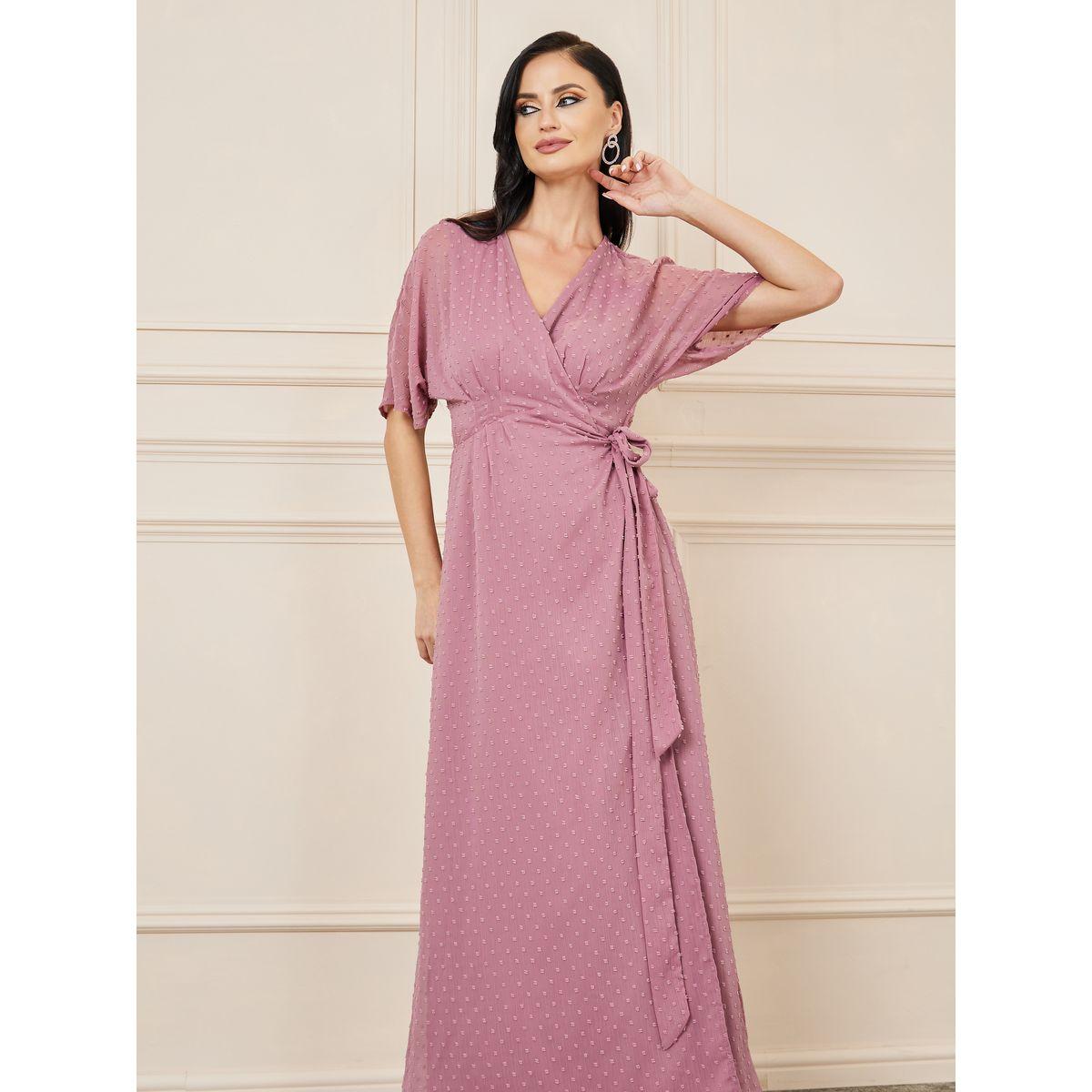 Styli Dobby Batwing Sleeves Wrap Maxi Dress-women-clothing-dresses-image-2