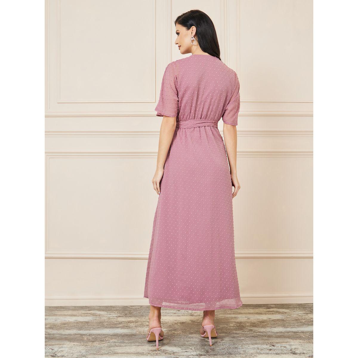 Styli Dobby Batwing Sleeves Wrap Maxi Dress-women-clothing-dresses-image-4