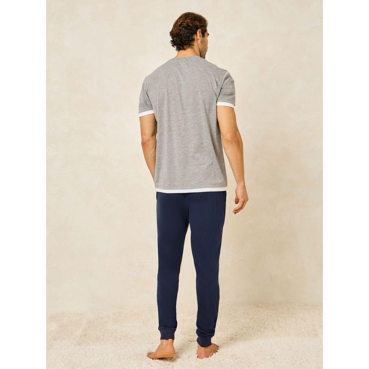 Styli Unwind Graphic Print Contrast Detail T-Shirt & Cuffed Rib Pyjama Set-men-clothing-nightwear-sets-image-5