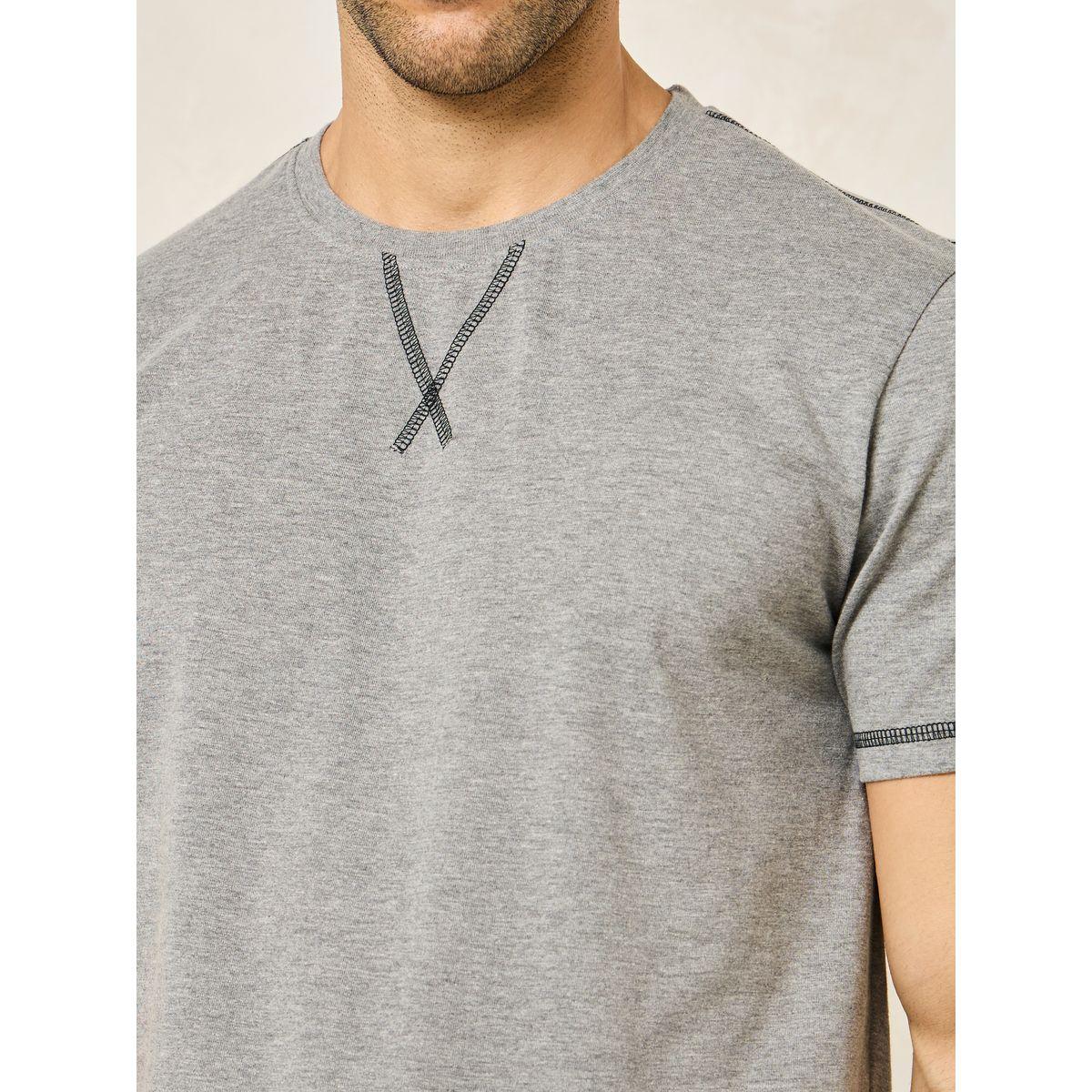 Styli Unwind Contrast Stitch Crew Neck T-Shirt & Shorts Set-men-clothing-nightwear-sets-image-3