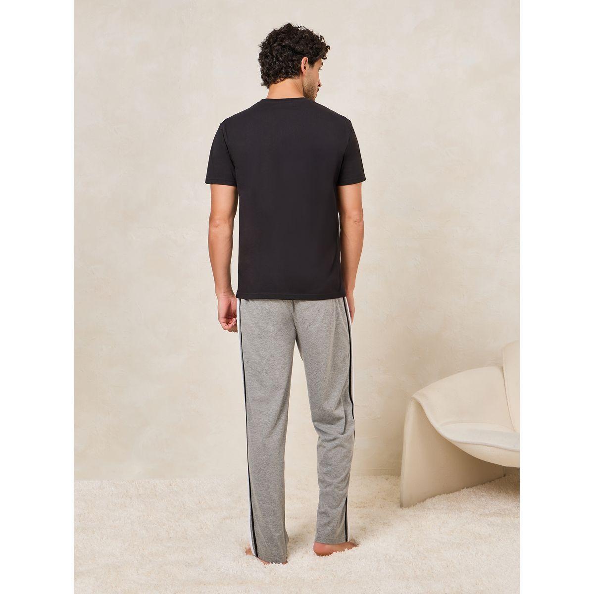 Styli Unwind Solid T-Shirt & Open Hem Piping Detail Pyjama Set-men-clothing-nightwear-sets-image-6