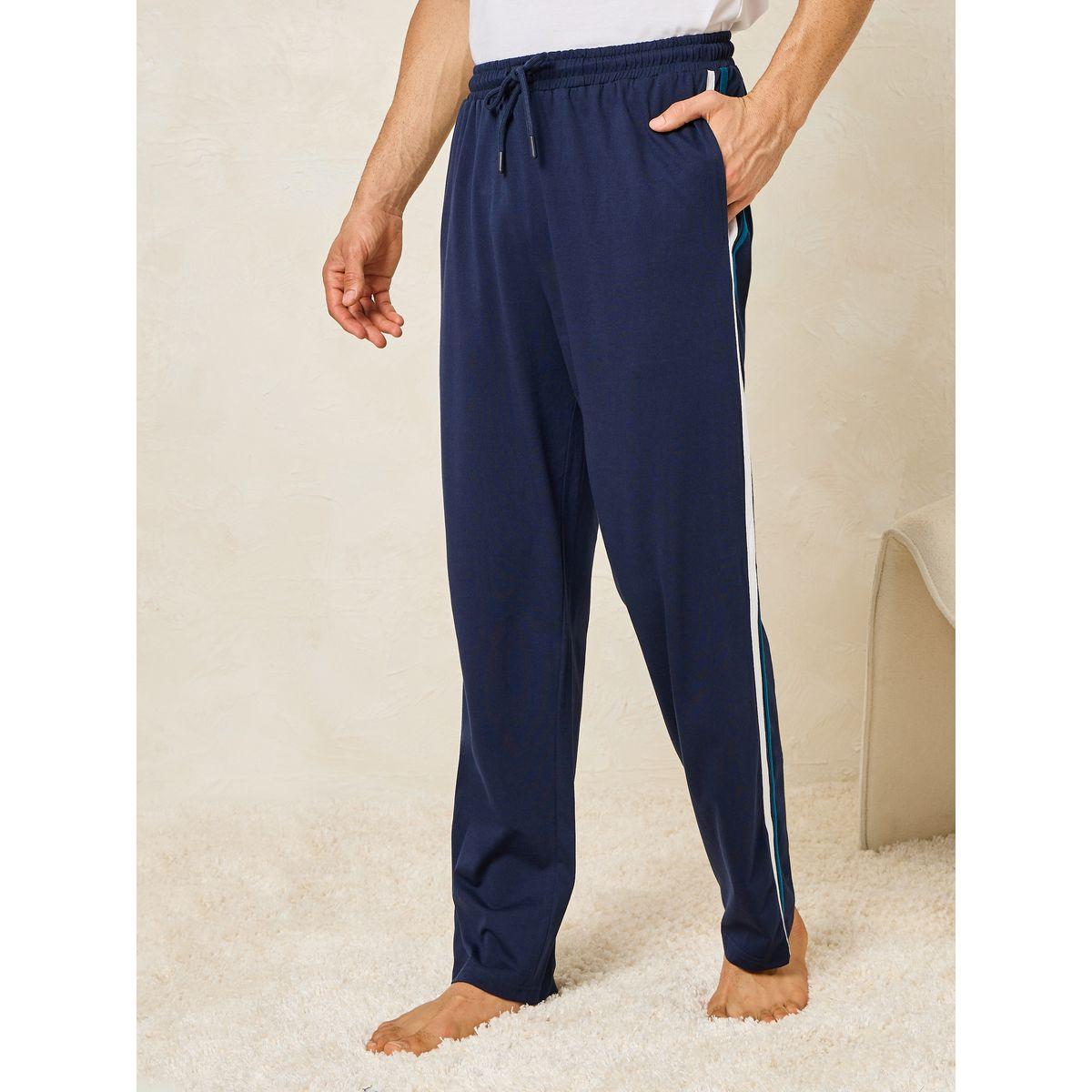 Styli Unwind Solid T-Shirt & Open Hem Piping Detail Pyjama Set-men-clothing-nightwear-sets-image-4