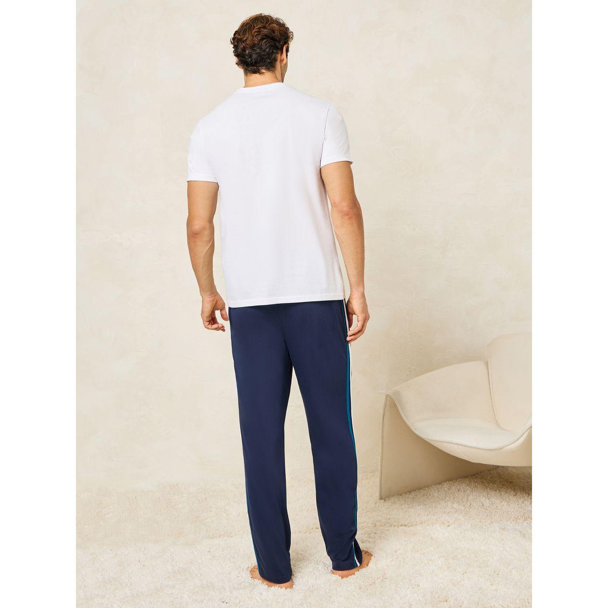 Styli Unwind Solid T-Shirt & Open Hem Piping Detail Pyjama Set-men-clothing-nightwear-sets-image-5