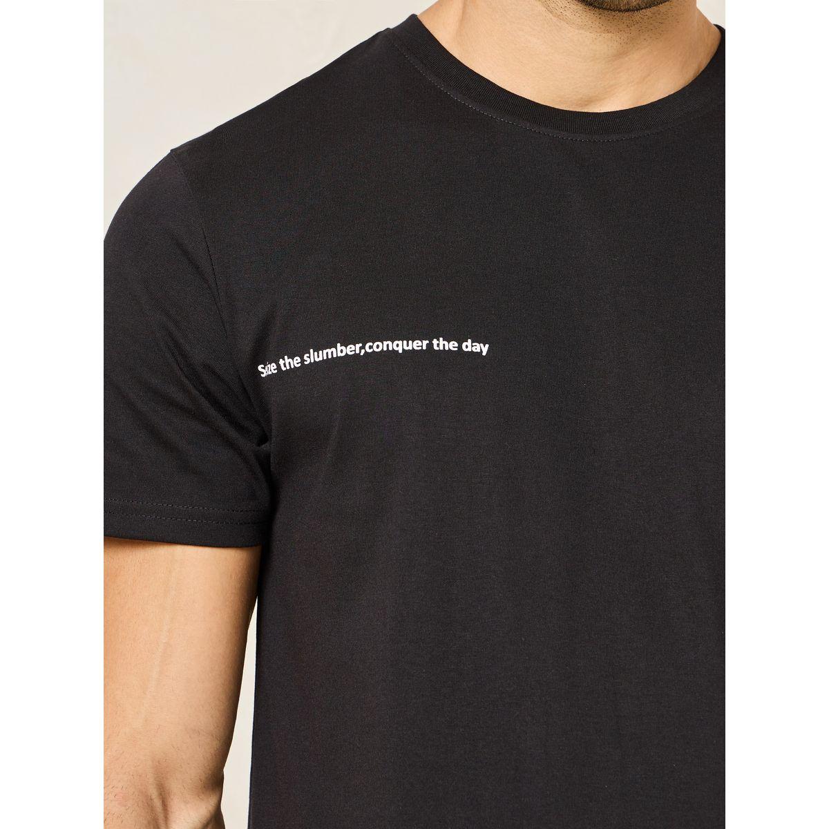 Styli Unwind Text Print Crew Neck T-Shirt & Solid Shorts Set-men-clothing-nightwear-sets-image-3