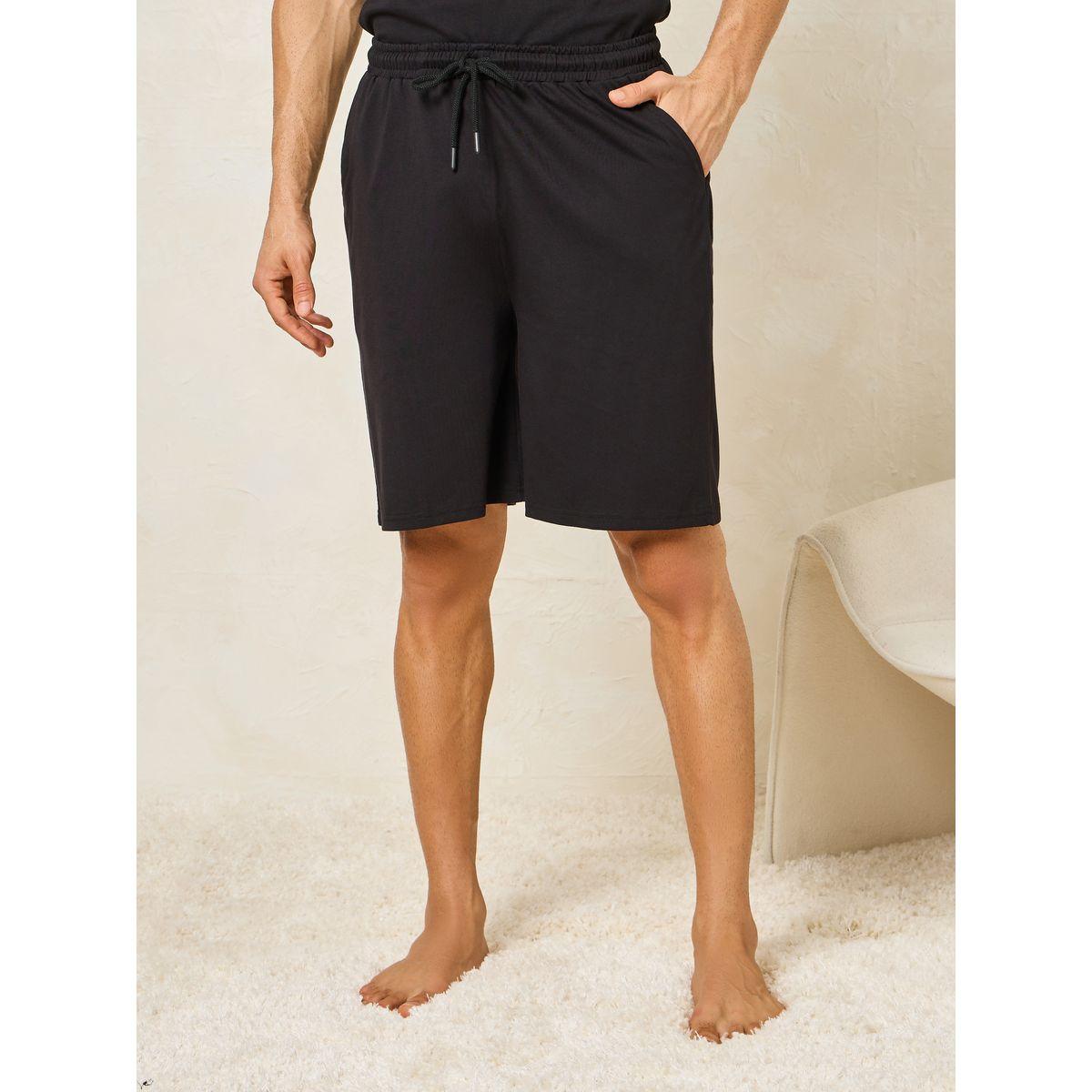 Styli Unwind Text Print Crew Neck T-Shirt & Solid Shorts Set-men-clothing-nightwear-sets-image-4
