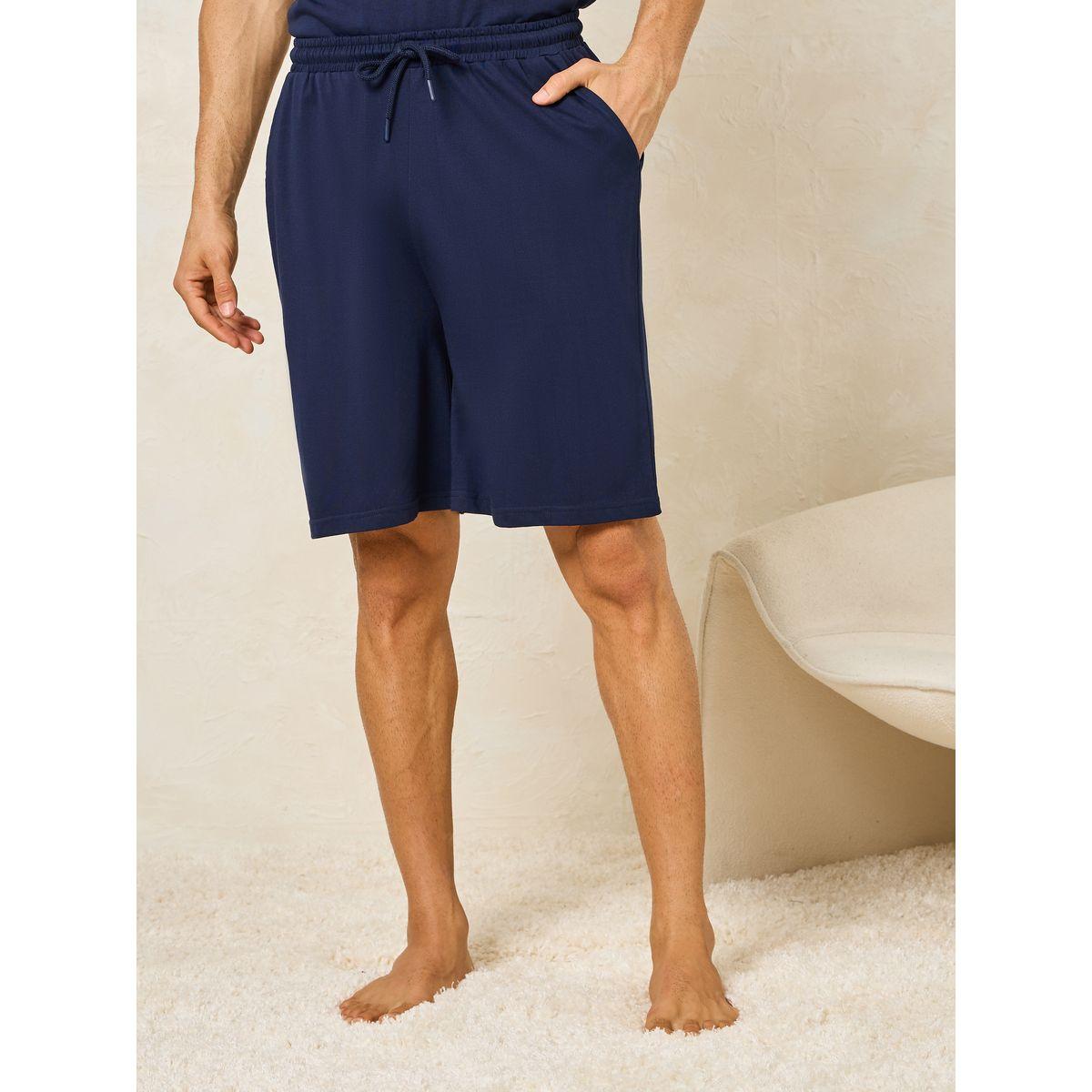 Styli Unwind Text Print Crew Neck T-Shirt & Solid Shorts Set-men-clothing-nightwear-sets-image-4