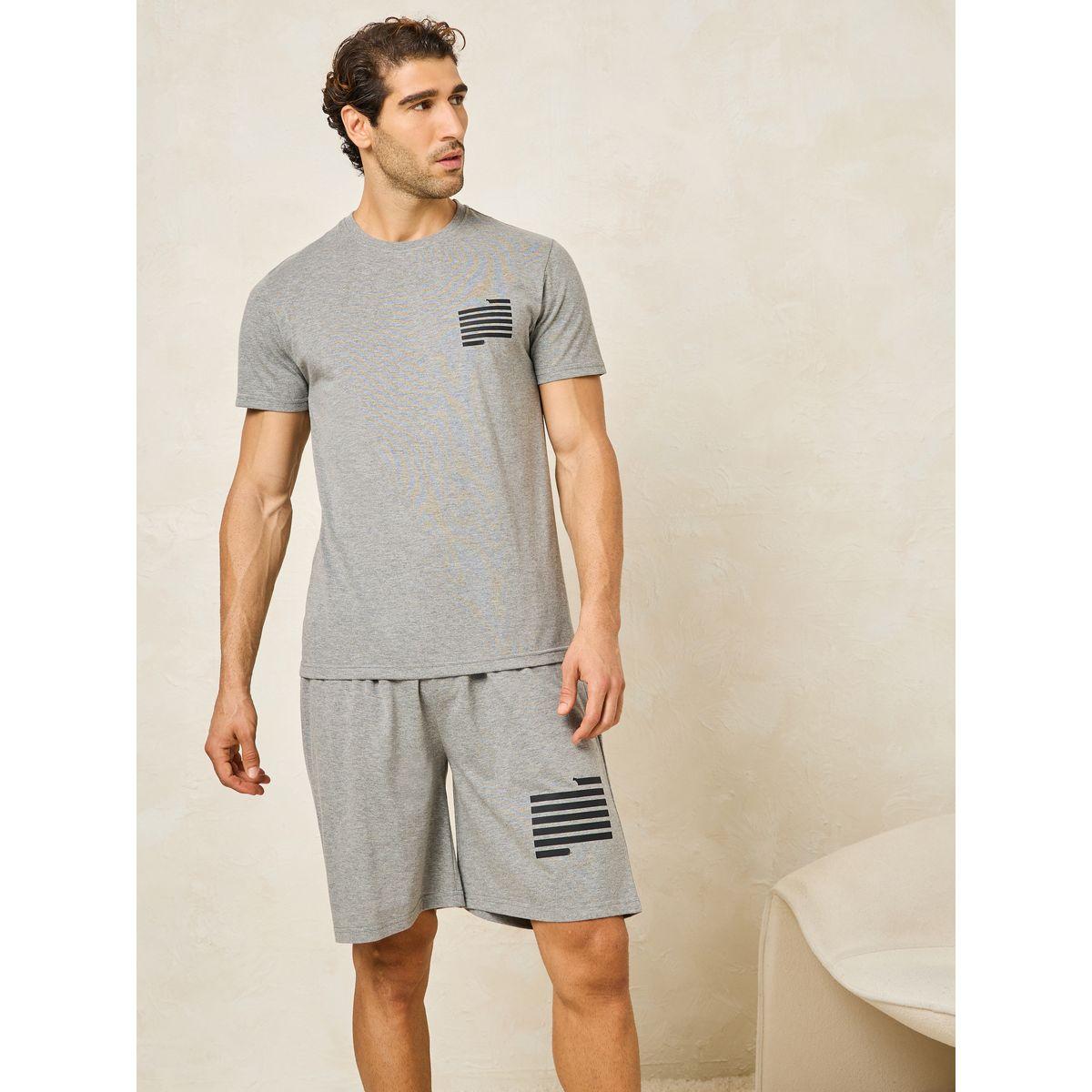 Styli Unwind Graphic Print Crew Neck T-Shirt & Short Set-men-clothing-nightwear-sets-image-2
