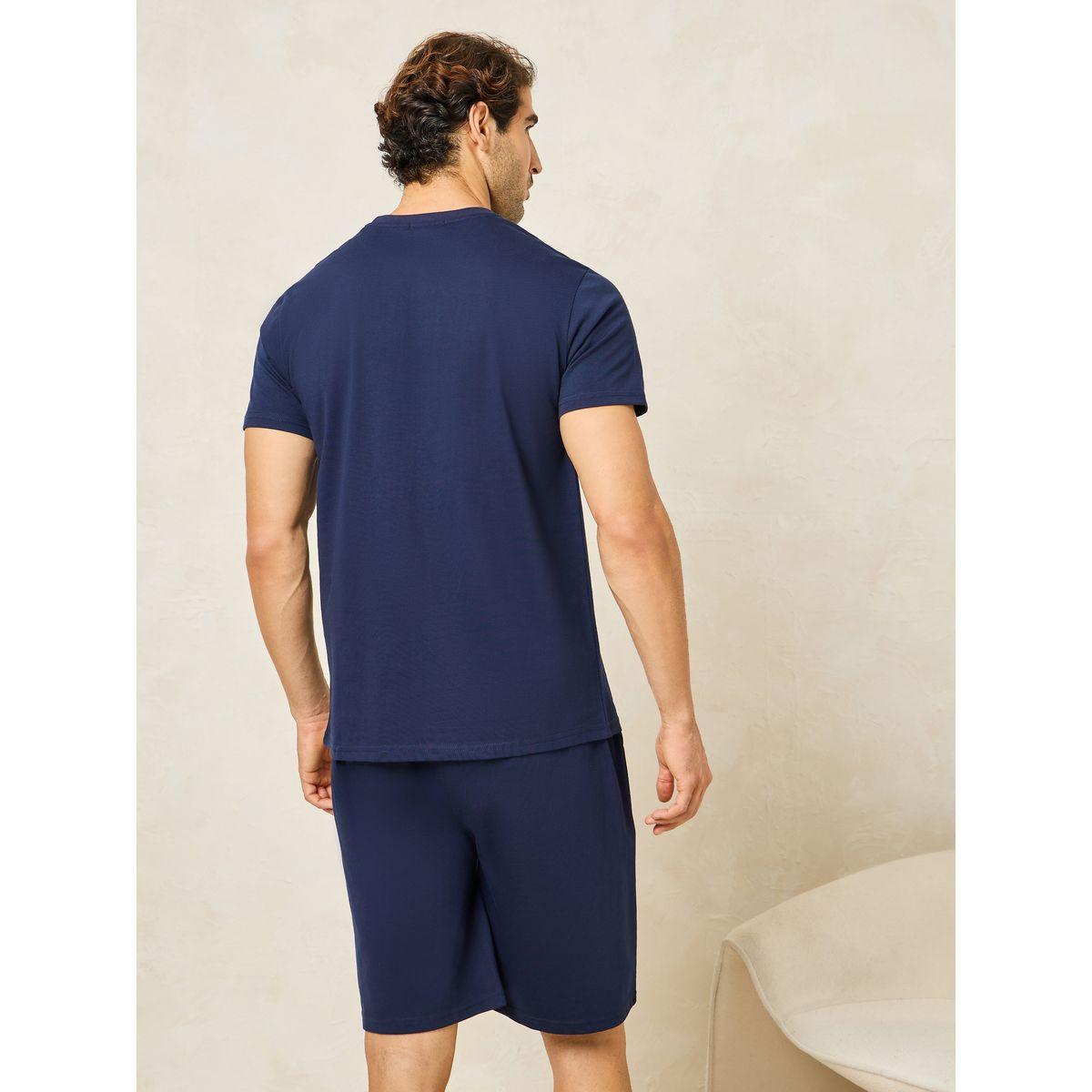Styli Unwind Graphic Print Crew Neck T-Shirt & Short Set-men-clothing-nightwear-sets-image-5