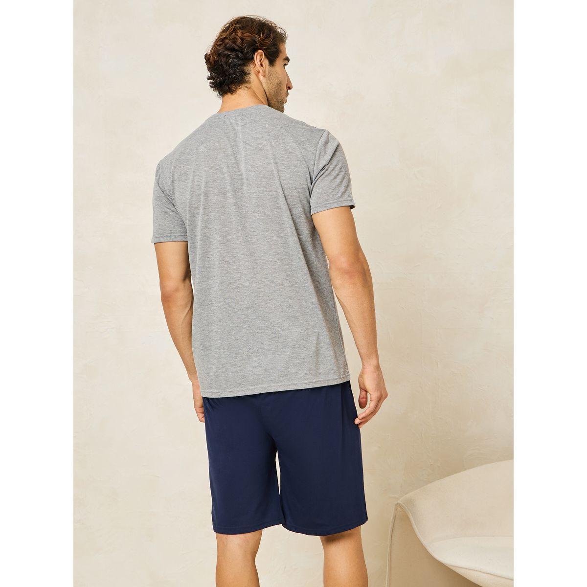 Styli Unwind Striped Crew Neck T-Shirt & Short Set-men-clothing-nightwear-sets-image-5