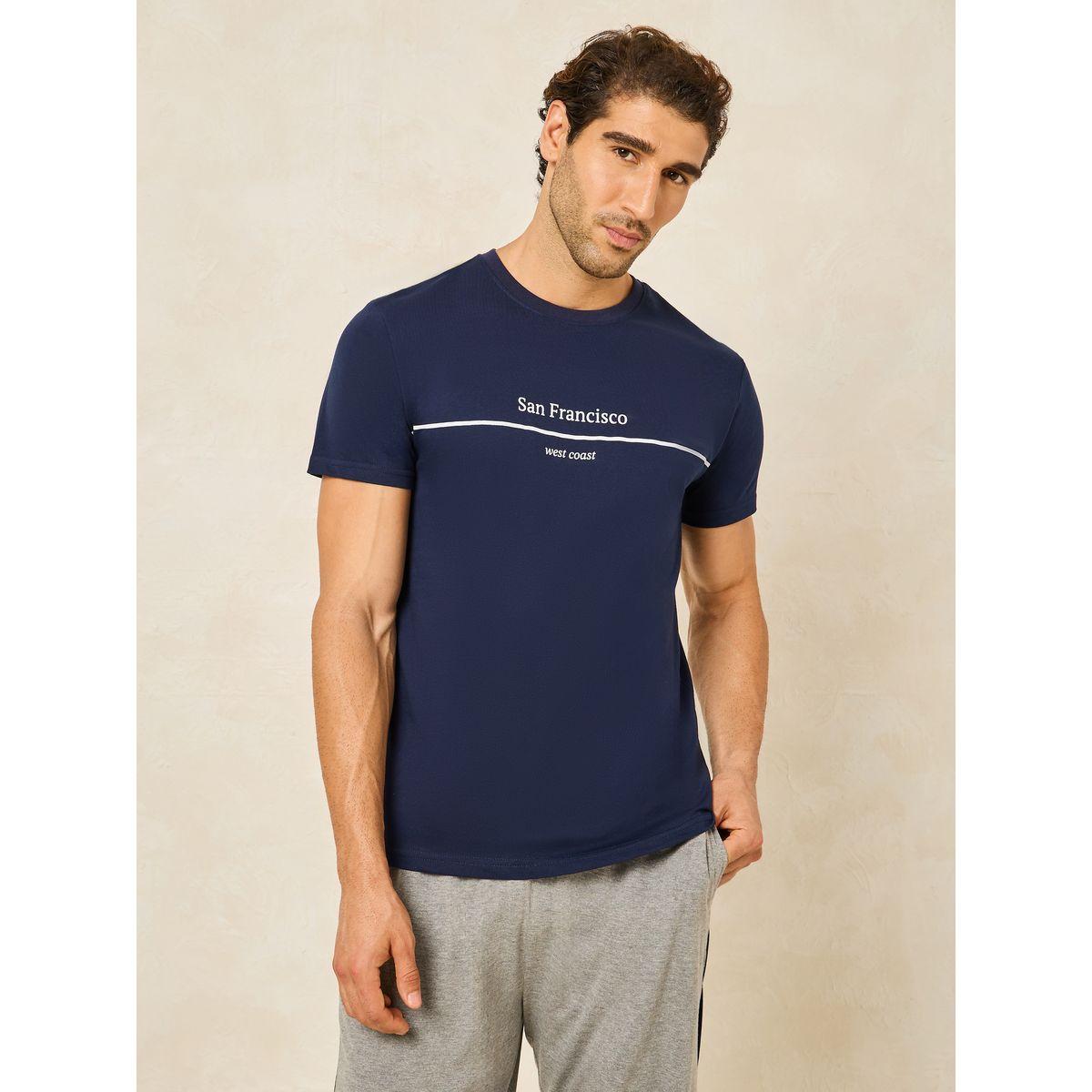 Styli Unwind San Francisco Print Crew Neck T-Shirt & Open Hem Pyjama Set-men-clothing-nightwear-sets-image-2